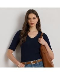 Ralph Lauren - T-Shirt Met V-Hals En Halflange Mouw - Lyst