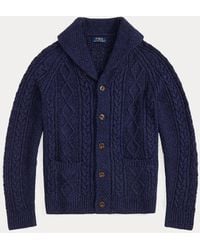 Polo Ralph Lauren - Aran-Knit Cotton Shawl-Collar Cardigan - Lyst