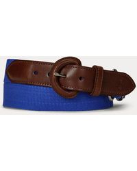 Ralph Lauren - Webbed Cotton & Leather Belt - Lyst