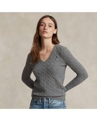 Polo Ralph Lauren - Cable-knit Wool-cashmere V-neck Jumper - Lyst