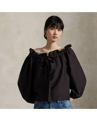 Polo Ralph Lauren - Off-The-Shoulder Cotton-Silk Blouse - Lyst