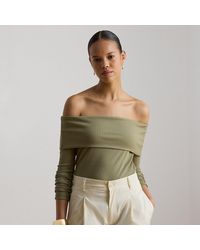 Ralph Lauren - Rib-Knit Off-The-Shoulder Top - Lyst