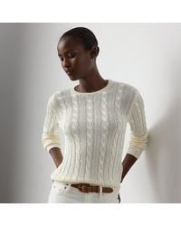Ralph Lauren - Ralph Lauren Cable-Knit Silk Crewneck Sweater - Lyst