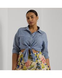 Lauren by Ralph Lauren - Ralph Lauren Relaxed Fit Pinstripe Linen Shirt - Lyst