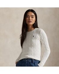Polo Ralph Lauren - Maglia a girocollo in cotone a trecce - Lyst