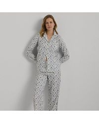 Lauren by Ralph Lauren - Gebloemde Geborstelde Keperstof Pyjama - Lyst