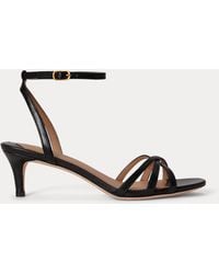 Ralph Lauren - Kendyl Kitten-Heel Glazed Leather Sandal - Lyst