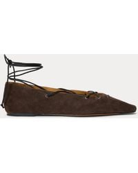 Polo Ralph Lauren - Suede Lace-Up Pointed Ballet Flat - Lyst