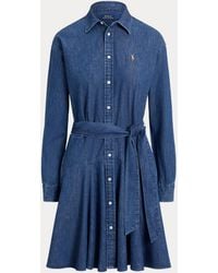 Polo Ralph Lauren - Belted A-Line Chambray Shirtdress - Lyst