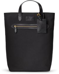 Polo Ralph Lauren Leather-trim Canvas Convertible Tote - Black