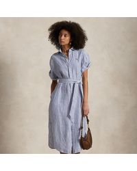 Polo Ralph Lauren - Vestido Camisero De Lino Con Rayas - Lyst