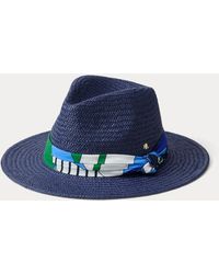 Ralph Lauren - Print-Scarf-Trim Straw Fedora - Lyst