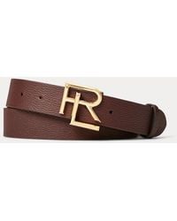 Ralph Lauren - Ralph Lauren Rl-Buckle Pebbled Calfskin Belt - Lyst