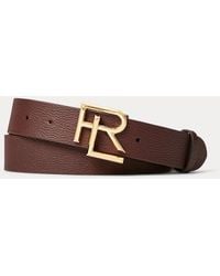 Ralph Lauren Purple Label - Rl-buckle Pebbled Calfskin Belt - Lyst