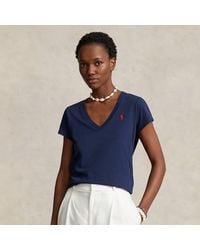 Polo Ralph Lauren - Baumwolljersey-T-Shirt mit V-Ausschnitt - Lyst