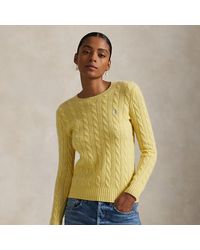 Polo Ralph Lauren - Wol-Kasjmier Kabeltrui Met Ronde Hals - Lyst