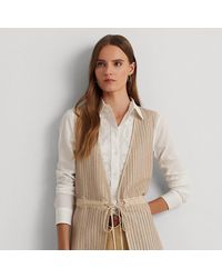 Lauren by Ralph Lauren - Ralph Lauren Woven Leather & Cotton-blend Twill Vest - Lyst
