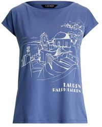 Ralph Lauren - Petite - Maglietta in misto cotone con grafica - Lyst