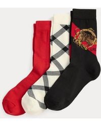 Ralph Lauren - Ralph Lauren Patterned Cotton-Blend Crew Sock 3-Pack - Lyst