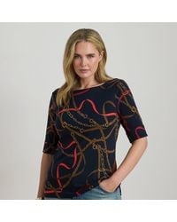 Ralph Lauren - Ralph Lauren Belting-Print Cotton Boatneck Tee - Lyst