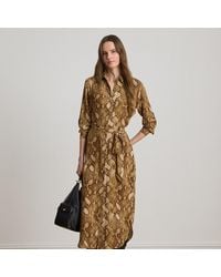 Ralph Lauren - Python-Print Georgette Shirtdress - Lyst