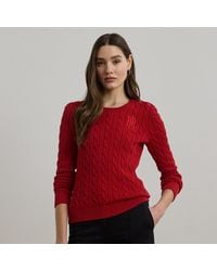 Ralph Lauren - Kabelgebreide Katoenen Trui Met Knopen - Lyst