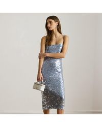 Ralph Lauren - Sequined Tulle Midi Cocktail Dress - Lyst