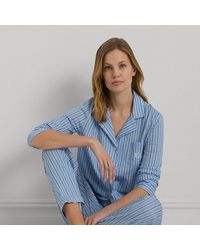 Lauren by Ralph Lauren - Striped Cotton-blend Jersey Sleep Set - Lyst