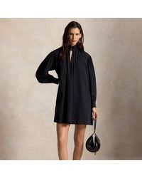 Polo Ralph Lauren - Pleated Tuxedo-Collar Dress - Lyst