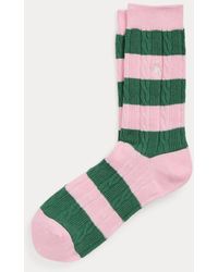 Polo Ralph Lauren - Rugby-stripe Cable-knit Crew Socks - Lyst
