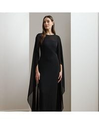 Ralph Lauren - Abito in georgette con mantella - Lyst