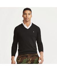 black polo v neck sweater