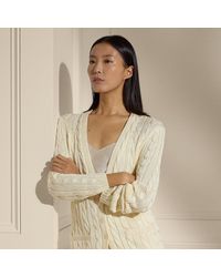 Ralph Lauren - Ralph Lauren Cable-Knit Silk Cardigan Sweater - Lyst