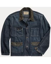 RRL - Corduroy-trim Indigo Denim Shirt Jacket - Lyst