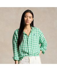 Polo Ralph Lauren - Wide Cropped Gingham Linen Shirt - Lyst