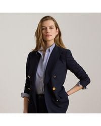 Ralph Lauren - Double-Breasted Wool Crepe Blazer - Lyst