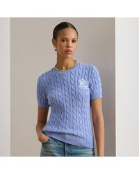 Ralph Lauren - Ralph Lauren Cable-Knit Cotton Short-Sleeve Sweater - Lyst
