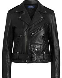 ralph lauren women's black leather jacket