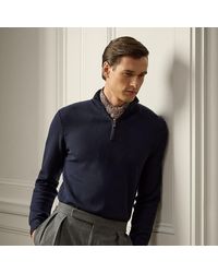 Ralph Lauren - Maglia in lana piqué con cerniera - Lyst