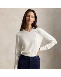Polo Ralph Lauren - Cotton-Blend Shrunken V-Neck Jumper - Lyst