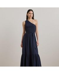 Ralph Lauren - Belted Slub Jersey One-Shoulder Dress - Lyst