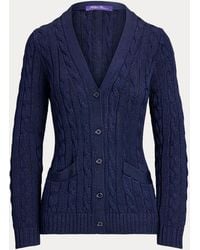 Ralph Lauren - Cable-Knit Silk Cardigan Sweater - Lyst