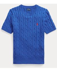 Polo Ralph Lauren - Kurzarm-Baumwollpullover Mit Zopfmuster - Lyst