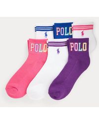 Polo Ralph Lauren - 6-pack Stretch Enkelsokken Met Logo - Lyst