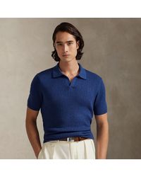 Polo Ralph Lauren - Rib-Knit Cotton Johnny-Collar Polo Shirt - Lyst