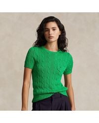 Ralph Lauren - Cable-knit Cotton Short-sleeve Sweater - Lyst