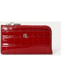 Ralph Lauren - Croc-Embossed Leather L-Zip Card Case - Lyst