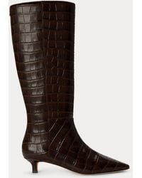 Ralph Lauren - Hoher Stiefel Francesca Mit Krokoprägung - Lyst