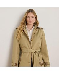 Ralph Lauren - Trenchcoat Met Imitatieleren Afwerking - Lyst