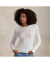 Polo Ralph Lauren - Baumwoll-Rundhalspullover Mit Zopfmuster - Lyst